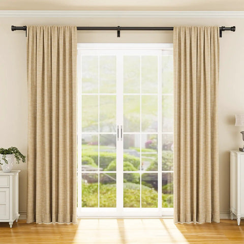 Heavy Duty Adjustable Curtain Rod 32 To 144 Inches Black 1 Inch Diameter Extra Long Window Rods Modern Design No Fuss Easy Install