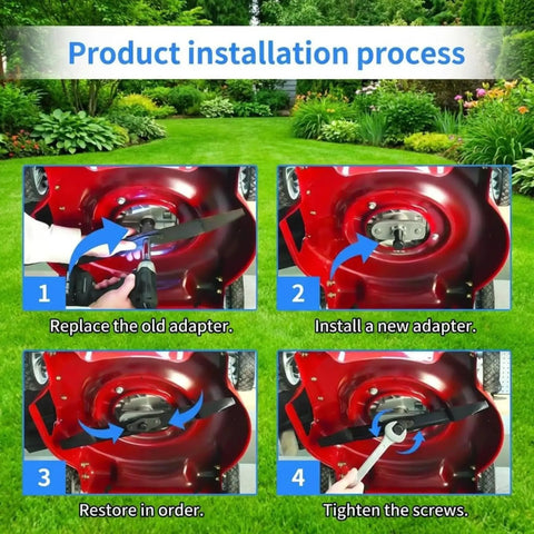 Installation process for Lawn Mower Blade Adapter Kit Plug-and-Play For MTD Craftsman Troy-Bilt Bolens Yard Machines Yard Man Push Walk-Behind Mowers Replaces OEM 748-0376 748-0376A 748-0376B 748-0376C Fits