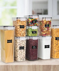 48 Piece Airtight Food Storage Containers Set With Lids, Clear Stackable Pantry Containers For Cereal And Dry Goods on counter