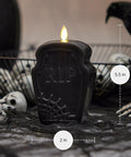 Dope Flameless Dual Moving Flame Skeleton Skull Candle With Real Wax Look LED Unscented Nightlight Timer Black Gothic Halloween Decor