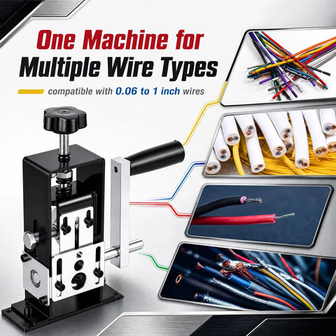 The Real Deal Stainless Steel Wire Stripping Machine Crushes Scrap Copper Wire Handles 0.06 To 1 Inch Cables With Ease showing multiple wire types.