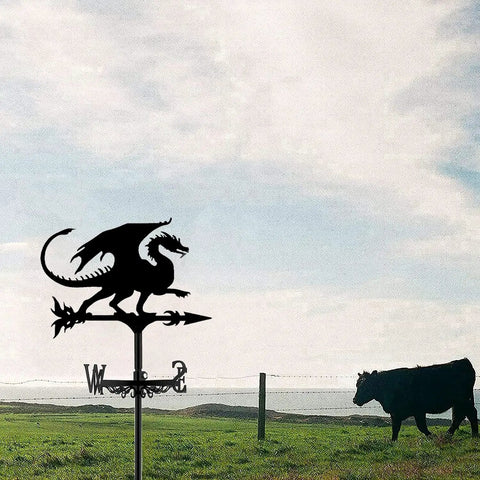 Dragon Weather Vane For Roof Metal Pterosaur Shape Weathercock Kit With Bracket Wind Direction Indicator For Outdoor Garden Yard European Style Decorative Weather Vane