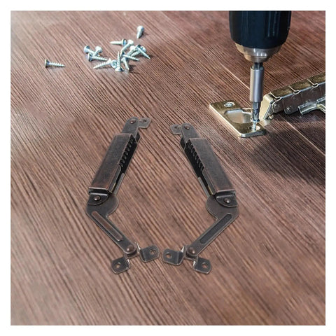 Kickass Stainless Steel Self Closing Hinges For Storage Chests And Jewelry Boxes Smooth Operator Lid Stays two pack with screws and drill.