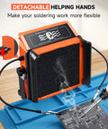 Solder Smoke Absorber Kit With Tiltable Fume Extractor and Flexible Helping Hands in use with circuit board soldering