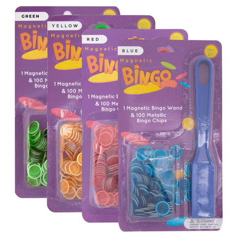 Magnetic Bingo Wands And Translucent Chips Set, Easy Pick Up See Through Chips, 4 Magnetic Wands And 400 Colorful Chips For Counting