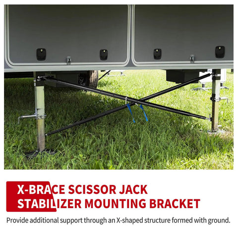 X Brace Stabilizer Rear Cross Stand Mounting Bracket For RV Travel Trailer And Fifth Wheel To Cut Sway And Roll Adjustable Ground