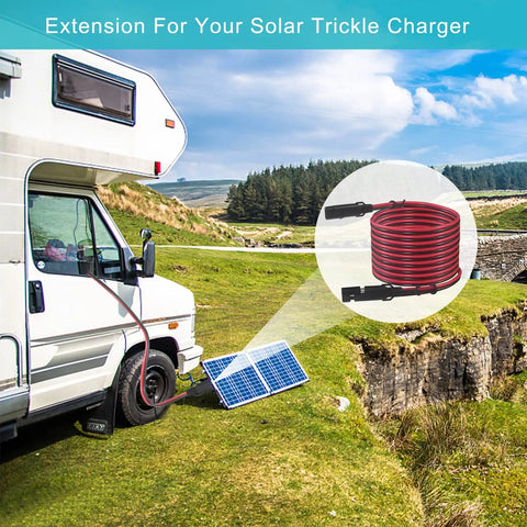 Heavy Duty SAE Extension Cable 16AWG 20 Foot For Battery Chargers And Trickle Chargers in use with solar panel and RV