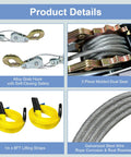Heavy Duty Come Along Winch 2 Ton With Dual Gear System, 11 Ft Steel Cable, Two 1x8 Ft Lifting Slings, 2 Hooks, Product Details