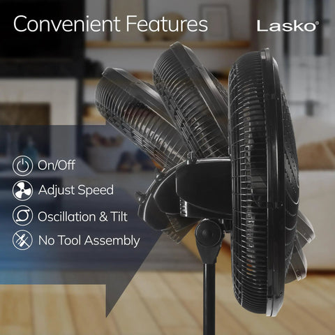 Side view of Pedestal Standing Fan With Adjustable Height From About 38 To 54 Inches Tilt Control 3 Speed Oscillating Airflow For Bedroom