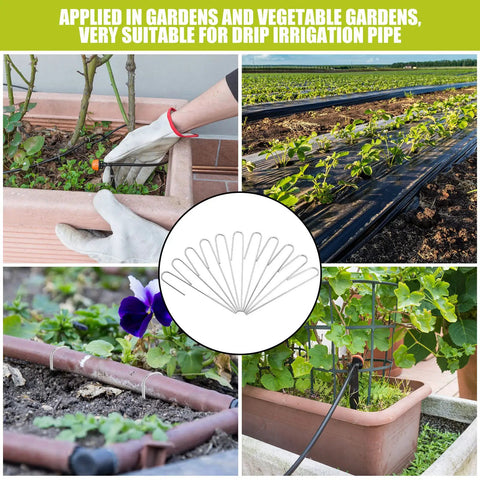 100 Count Half Inch Irrigation Drip Tubing Stakes 5 Inch J Shaped Landscape Staples For Garden Drip Line Soaker Hose Pins Lawn