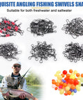 Must Have Pocket Fishing Kit With 140 Pcs Swivels And Snaps, 6 High Strength Types Plus Beads, Heavy Duty Metal Construction Stored In Clear Plastic Box For Quick Access On Freshwater And Saltwater Angling, assorted swivels and beads