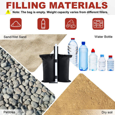 Beefy 120 Lbs Canopy Weights Sand Bags For Gazebo Tents 4 Pack Black No Sand Included With Secure Velcro Straps For Windy Weather