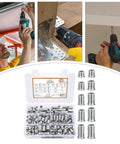 Premium Quality Heavy Duty Threaded Inserts For Wood With Precision Pre Drilled Socket Connectors And Hex Wrench Fasteners in display box.