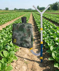 Handheld Spreader For Lawn And Garden, Portable Manual Fertilizer Spreader With Backpack, Stainless Steel Construction in field