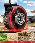 All Terrain Folding Wagon Cart Heavy Duty Collapsible Utility Wagon For Grocery Shopping Sports Camping Garden Outdoor Gear Black 330LBS Capacity Versatile Grab-And-Go Towing And Hauling For Tents Beach Gear And More, featuring all-terrain 360° rotating wheels on grass, sand, mud, and gravel.