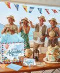 Awesome 13 Inch Travel Gift Bag Kit With Retirement Card Sky Blue Tissue Paper Vintage Envelope Set For Adventure Sendoff Party Gift Wrap on boat deck