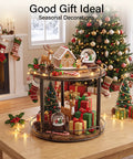 Dual Deck Lazy Susan Rotating Turntable Cabinet Organizer For Kitchen Spice Rack And Bulk Condiment Storage Rolls Super Smooth Ball Bearing Spin, decorated for holidays with gifts and ornaments.