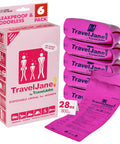 Disposable Urinal Bags 28oz Six Pack For Travel On The Go Odorless And Leakproof Portable Urine Bags For Women Men And Kids Ideal For Camping Emergencies Road Trips And Long Car Rides with pink packaging