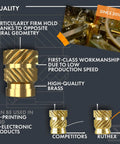 4-40 Threaded Inserts For Plastic Parts Brass Heat Set Knurled Inserts UNC For 3D Printing Components Pack Of 100 Pieces Perfect For DIY Printer Upgrades And Strong Threaded Joints Using Heat Or Ultrasonic Insertion, brass insert detail