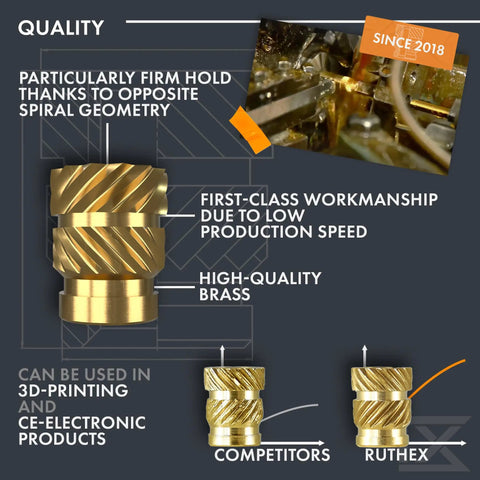4-40 Threaded Inserts For Plastic Parts Brass Heat Set Knurled Inserts UNC For 3D Printing Components Pack Of 100 Pieces Perfect For DIY Printer Upgrades And Strong Threaded Joints Using Heat Or Ultrasonic Insertion, brass insert detail