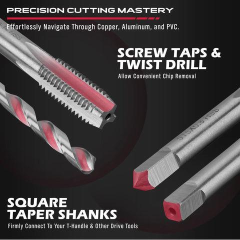 SEDY Helicoil thread repair kit; metal taps and drills with pink inserts for automotive thread restoration