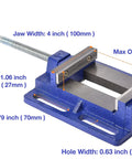 4 Inch Drill Press Vise For Light Duty Workbench 4.33 Inch Jaw Opening Hardened Steel Jaws Ideal For Woodworking And Metalworking