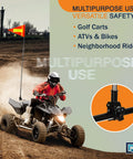 Orange Golf Cart Safety Flag Kit With 8x12 Inch Flag Reflective Strip And 5 Ft 4 In Telescoping Pole on vehicle