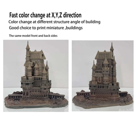 Model buildings made with Rock Stone Colored PLA Filament 1.75mm Multi Color 1kg Spool for Ender 3 CR 10 showing texture and color