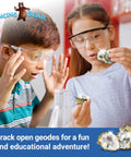 Kids breaking open geodes from the Break Your Own Moroccan Geodes With Crystals Inside A Hands On Fun Science Kit For Kids