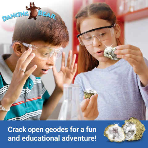 Kids breaking open geodes from the Break Your Own Moroccan Geodes With Crystals Inside A Hands On Fun Science Kit For Kids