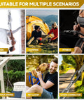Collage showcasing uses of Four Pack 4 Point 2 Inch Quick Link Chain Connectors With 2800 Lbs Capacity M12 Heavy Duty for outdoor activities.