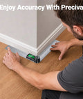 Hassle Free Rechargeable Digital Angle Finder With Type C Charging Auto Shut Down And Straight Up Precision For Heavy Duty Woodworking Carpentry And Quick Handyman Installations Game Changer measuring angle at a corner on wooden floor.