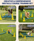 Dog Agility Training Kit With 12 Cone Hurdles And Adjustable Jump Bars used by dogs in backyard obstacle course