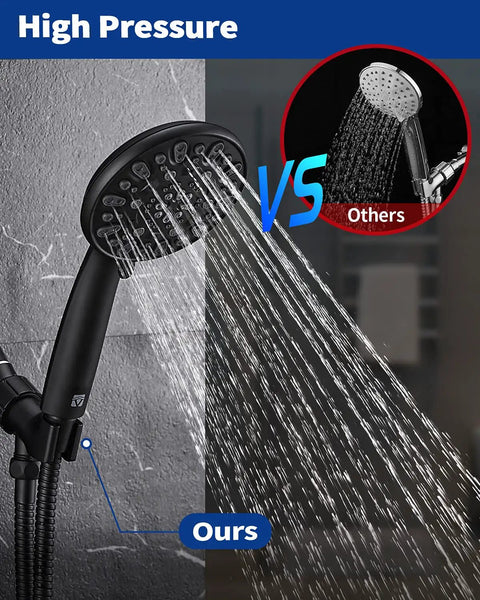 Handheld Shower Head With Beast Mode High Pressure And Seven Spray Settings, 59 Inch Stainless Steel Hose, Adjustable Mount