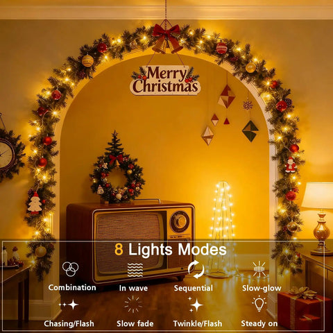 Battery Powered Christmas String Lights 33ft With 100 LED Remote Dimmable Timer Warm White Fairy Lights For Wedding Party Garden Decor Indoor Outdoor No Fuss Setup Safe For Kids And Pets