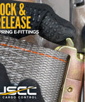 E Track Cam Buckle Tie Down Straps 2 Inch Wide 16 Foot Long 10 Pack With Spring E Fittings 2,500 Lbs Break Strength close-up use