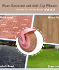 Anti-slip wheels for 12V Dual Motor Kids Ride On Motorcycle With Storage Compartments, 2 Seater Pink Toy ATV on various road surfaces