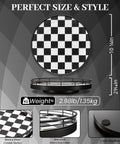 10.2 Inch Black White Checkerboard Lazy Susan Organizer With Oak Base And Iron Frame Ultra Slick Rotating Serving Tray