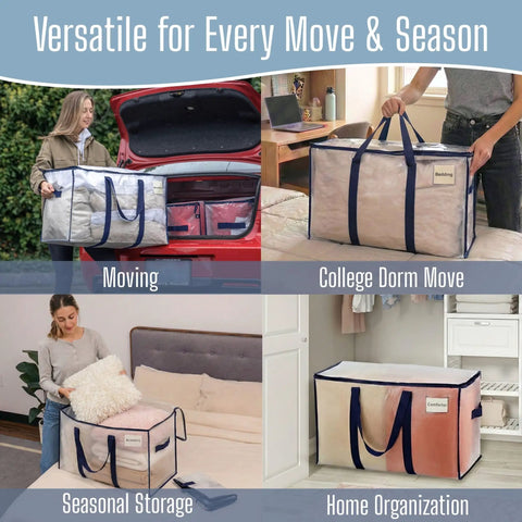 Heavy Duty Moving Bags Set Hassle Free Extra Large Storage Bags used for versatile storage and organization in different rooms