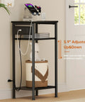 Tall Nightstand With Charging Station And Outlets, 3 Tier Narrow End Table With Ample Storage, Slim Side Table With USB Ports