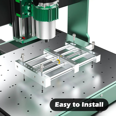CNC Router Beefy High-Precision Aluminum Vise Bench Clamp For Milling And Machining, 150mm Wide, 186mm Clamping Range, Heavy-Duty Aluminum Construction, All-Make Compatibility on CNC bed