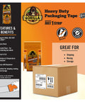 Tough And Wide Packing Tape With Dispenser For Moving And Shipping, Crystal Clear 2.83 Inch By 20 Yard features and benefits image