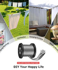 Image showing Pro Grade Wire Rope Crimping Tool Kit With 328 Ft Stainless Cable used for hanging paintings, clothes, curtains, and birdcages outdoors.