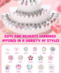 16 Pairs Hypoallergenic Screw Back Earrings Set For Girls And Kids Featuring CZ Studs, Pearl, Heart, Star, Flower And Ball Designs In Stainless Steel, Super Cute And Safe For Sensitive Ears. 4-6mm stud set
