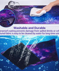 Huge Extended Gaming Mouse Pad Monster Size 31.5 By 15.7 Inches Full Desk Mat For Keyboard And Mouse Non Slip Rubber Base Ultra Wide Desk Pad For Gaming And Office Use, showing waterproof and washable fabric.