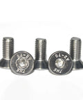 Pack Of 100 M4 X 12mm Stainless Steel Hex Drive Flat Head Machine Screws with flat heads for flush installation.