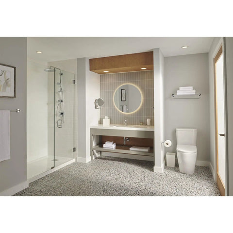 Modern vanity with Concetto Single-Hole One-Handle Bathroom Faucet Chrome Finish S-Size 1.2 GPM Drip-Free.