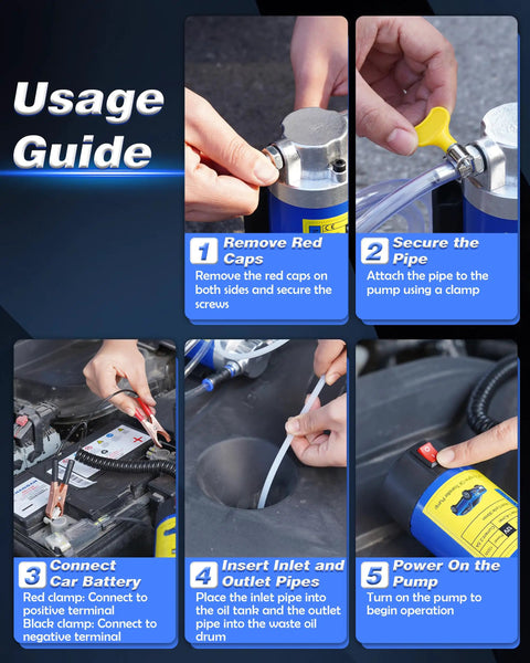 12V 100W Oil Extractor Pump For Easy Engine Oil Change, Self Priming Electric Fluid Transfer Pump For Motor Oil, Gear Oil, And Transmission Fluid Removal, Versatile For Cars Motorcycles Lawn Mowers Marine Jet Skis