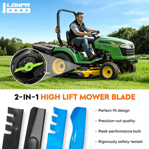High Lift 46 Inch Mower Blades 2 Pack For Cub Cadet ZT1 46 Xt1 Lt Xt2 Lx 46 EFI FAB LTX Series Zero Turn Mowers.