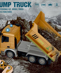 Remote Control Dump Truck Toy With Blue Warning Lights Realistic RC Construction Vehicle for Boys and Girls Aged 3 to 10